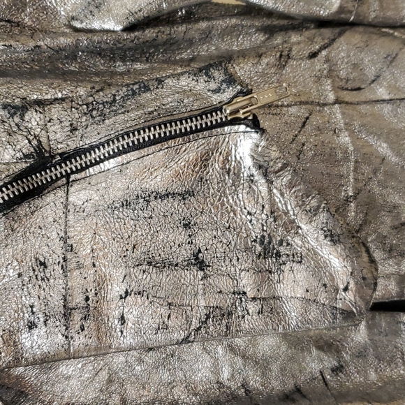 Foiled Leather Jacket Cropped - Picture 3 of 6